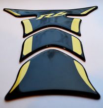 Load image into Gallery viewer, Piano Black + matt Gold tank Protector pad Decal Sticker fits Yamaha YZF R6 R-6