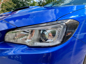 Carbon Fiber Headlight Amber Delete With Eyelid blackout Overlay Full Trim Cover Fit Subaru WRX sti 2015-2021