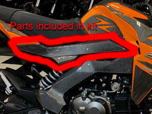 Fit Kawasaki Z125 Pro Dry CARBON FIBER sides fairing covers protector trim kit
