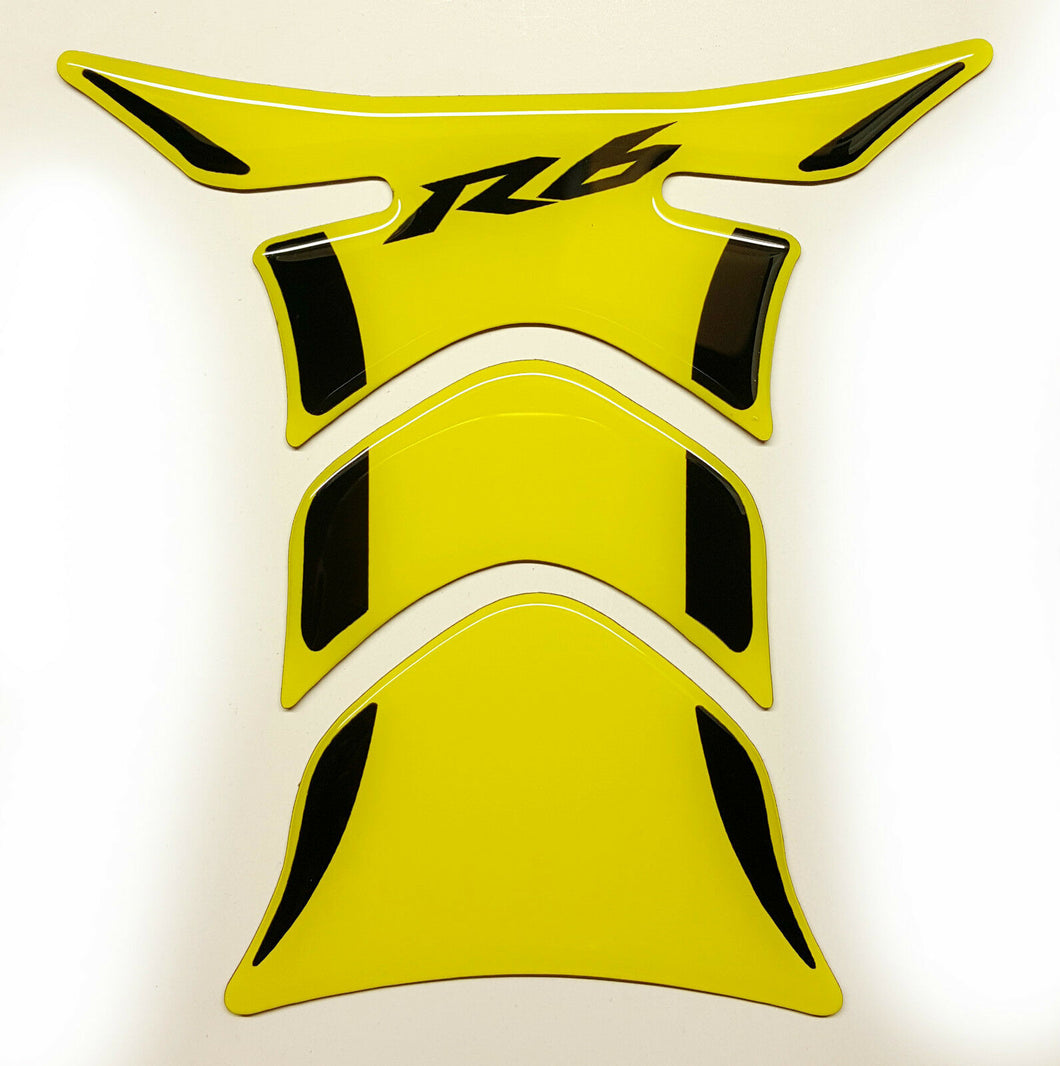 Yamaha R6 Yellow +Black tank Protector pad Decal Sticker trim guard