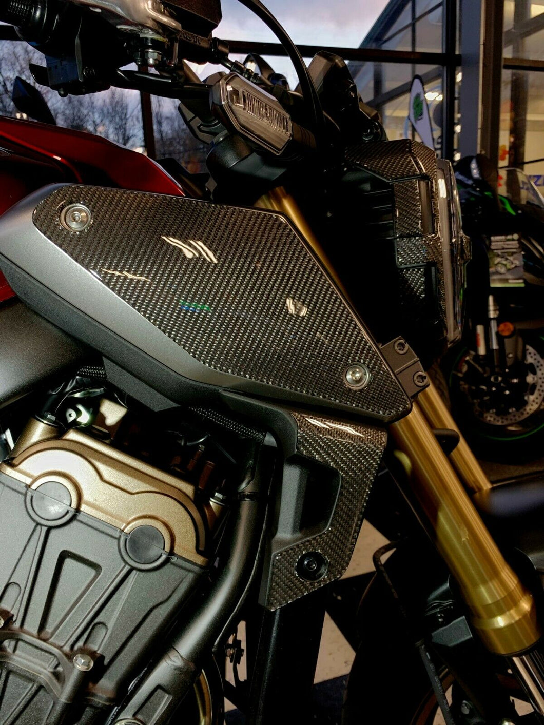 Real Dry carbon fiber Fit Honda CB650R sides tank air inlets cover pad Trim