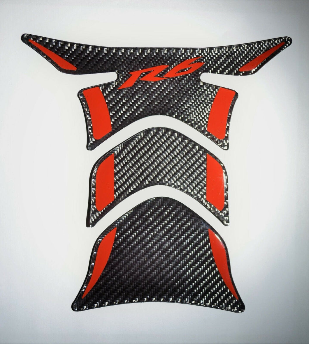 Yamaha R6 YZF R-6 Real Carbon Fiber red accent tank protector pad Decal sticker