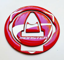 Load image into Gallery viewer, RED glossy ABS+chrome Gas Cap Tank Sticker fits Ducati Monster 696 795 1100