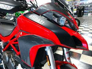 Fit Ducati Multistrada 1200 dry CARBON FIBER sides panel Fairing overlay trim