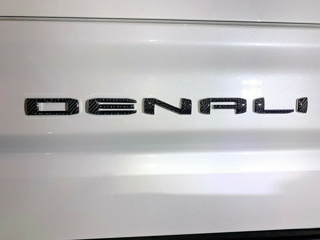 Dry Carbon Fiber Rear DENALI letters overlay trim kit Fit GMC Sierra 1500 Denali