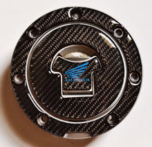 Load image into Gallery viewer, Real CARBON FIBER +blue logo Tank Cap Filler Sticker fits Honda CBR 1000 600 RR