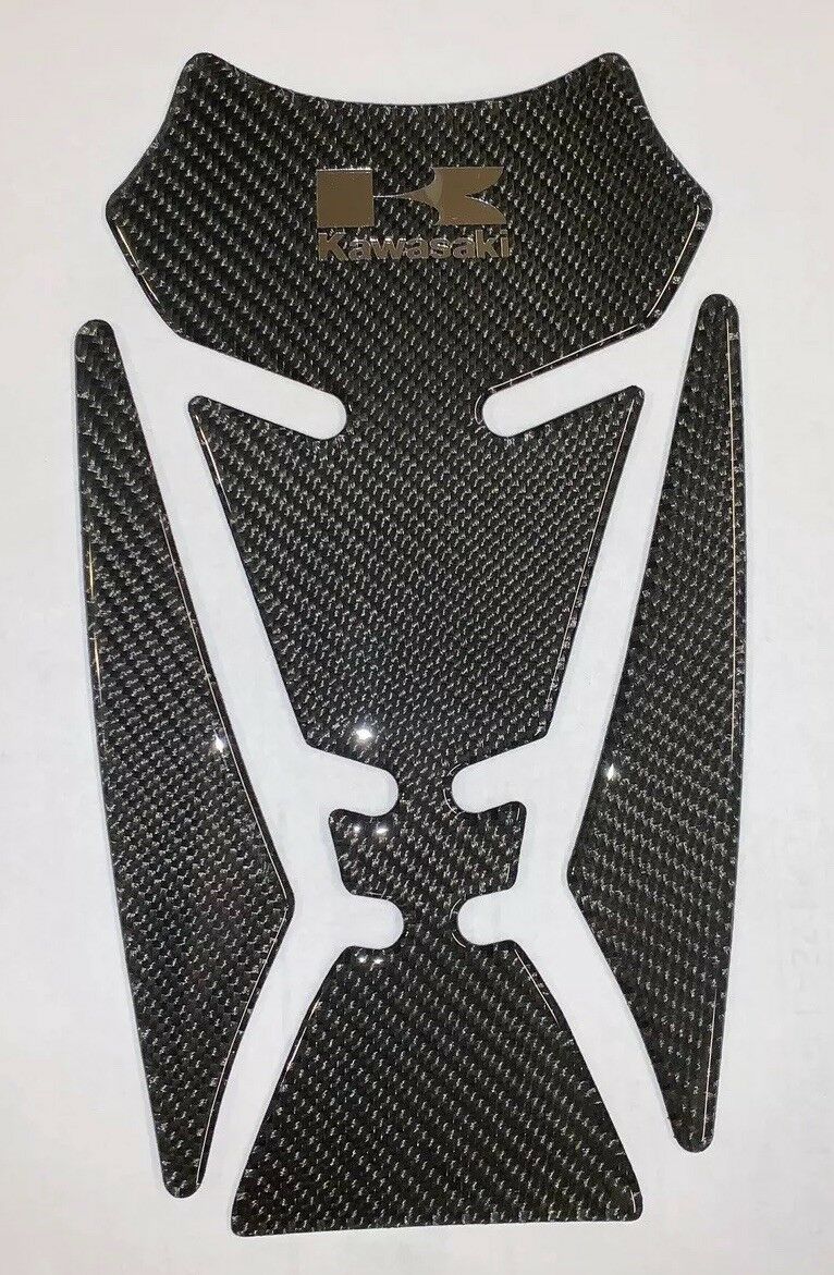 Real Carbon Fiber Chrome Logo tank pad protector fits Kawasaki Ninja Zx