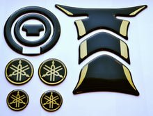 Load image into Gallery viewer, Yamaha R1 R6 Piano Black +gold tank Protector pad + gas cap Decal Sticker trim