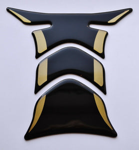 Yamaha R1 R6 Piano Black +gold tank Protector pad + gas cap Decal Sticker trim