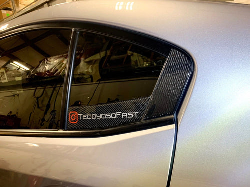 Real Carbon Fiber Quarter rear door window Trim Overlay Cover Fit Subaru WRX/sti