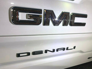 Dry Carbon Fiber Rear Emblem overlay trim kit Fit GMC Sierra 1500 Denali At4