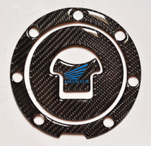 Load image into Gallery viewer, Real CARBON FIBER +blue logo Tank Cap Filler Sticker fits Honda CBR 1000 600 RR