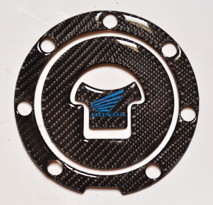 Real CARBON FIBER +blue logo Tank Cap Filler Sticker fits Honda CBR 1000 600 RR
