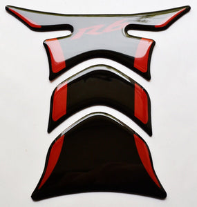 Piano Black +RED tank Protector pad Decal Sticker trim fits Yamaha R6 YZF-R6 R-6