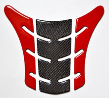 Load image into Gallery viewer, Red &amp; Real Carbon Fiber tank Pad Protector fits Ducati Monster 696 795 796 1100