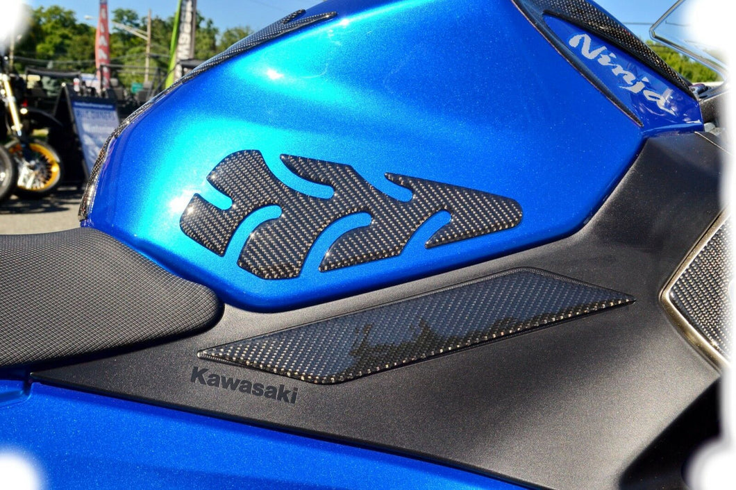 Fit Kawasaki Ninja 400 2018 Real Carbon Fiber tank knee traction pads Protector