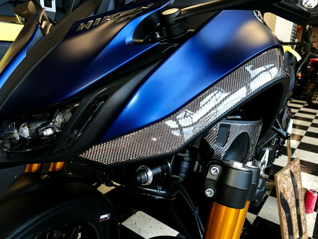 Fit Yamaha Niken GT real Dry carbon fiber front sides panel fairing pad trim kit
